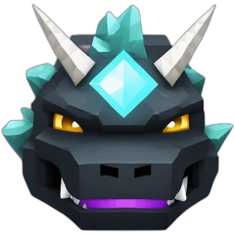 Minecraft Black Godzilla Head With Diamond Unicorn Horn and Lazer Eyes emoji