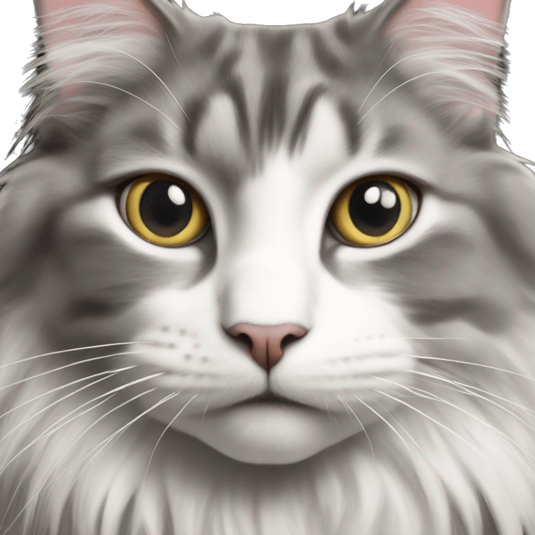 Norwegian forest cat gray and white emoji