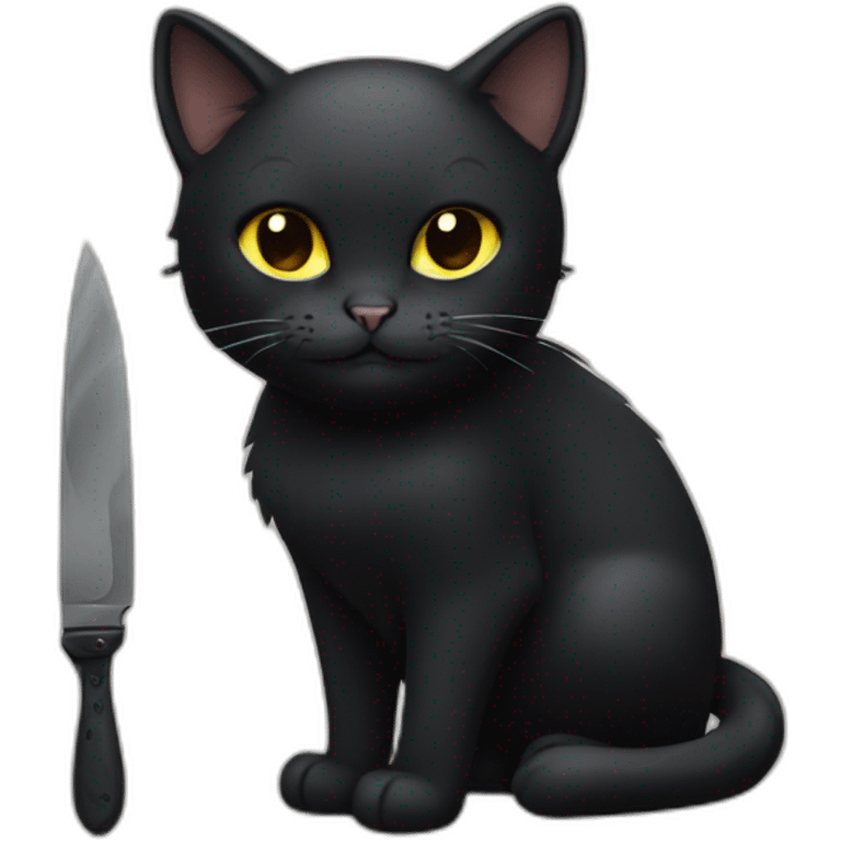 black cat with little knife emoji