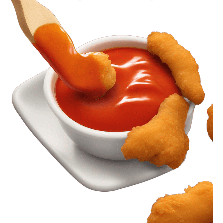 raising cane's chicken finger dipped into spicy sauce emoji