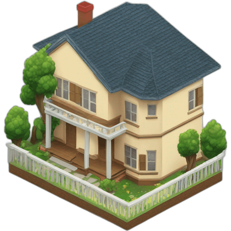 isometric house 1990s emoji