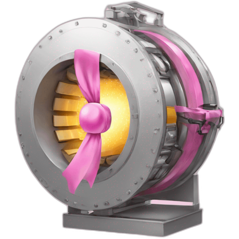 particle accelerator with cute pink ribbon emoji