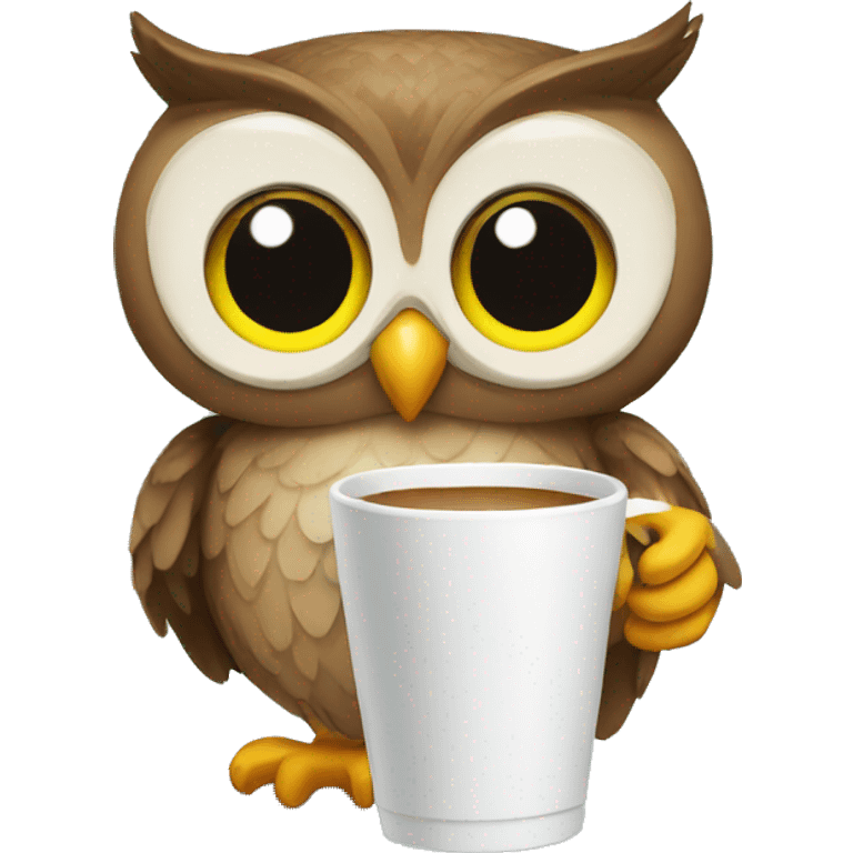 Owl holding cup emoji