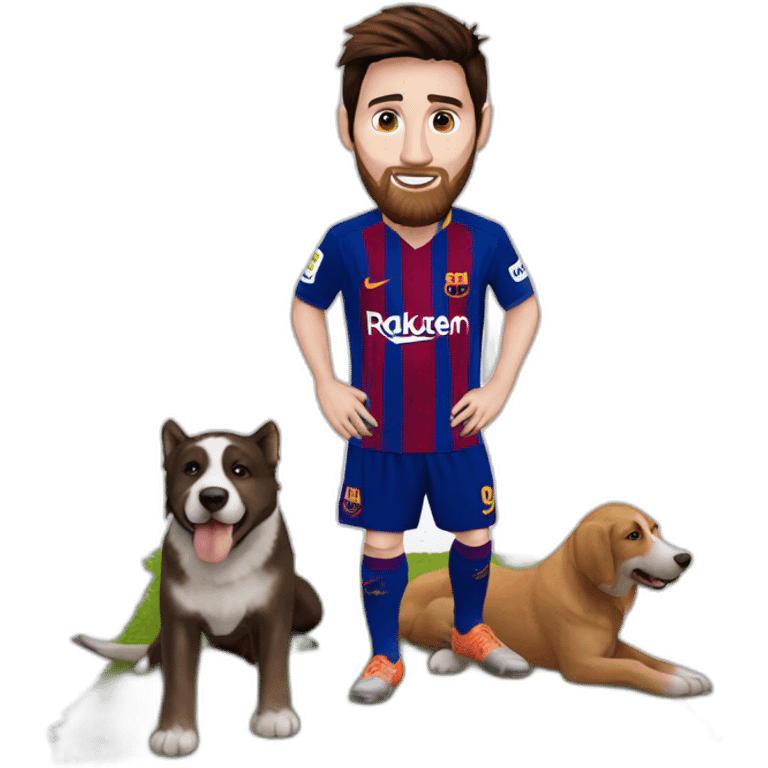 messi con su perro y la champions emoji