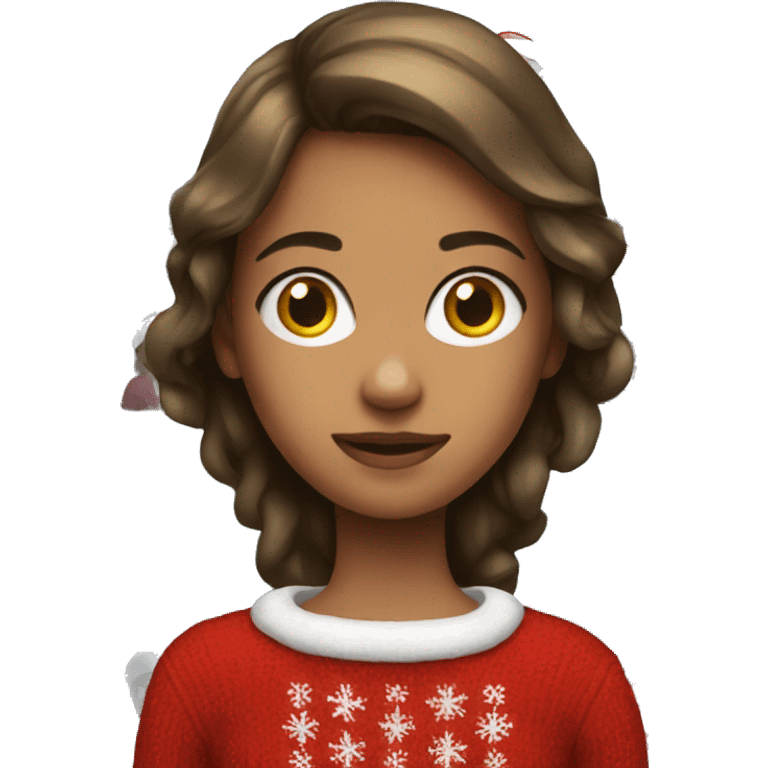 girl with santa sweater emoji