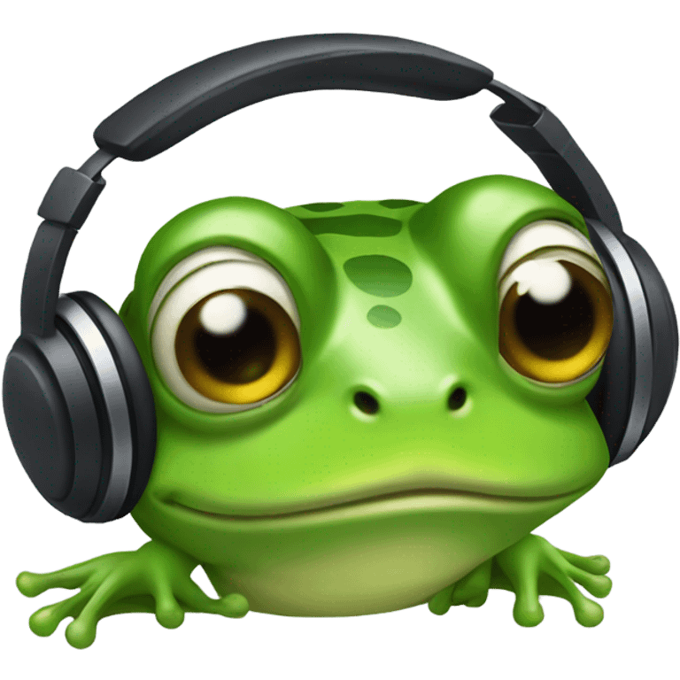 Frog with headphones  emoji