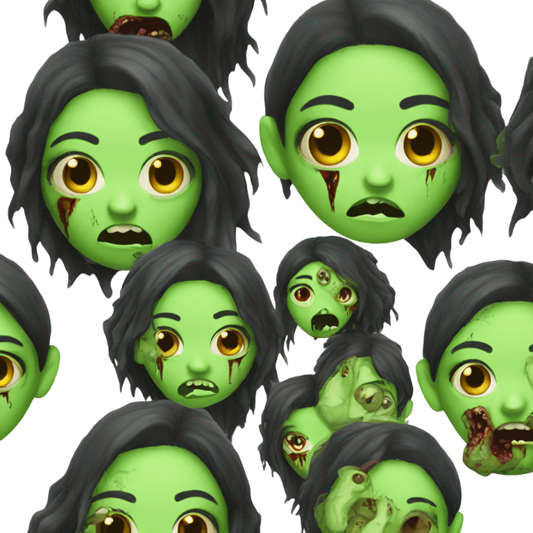 Brunette zombie girl in horror zombie green  emoji