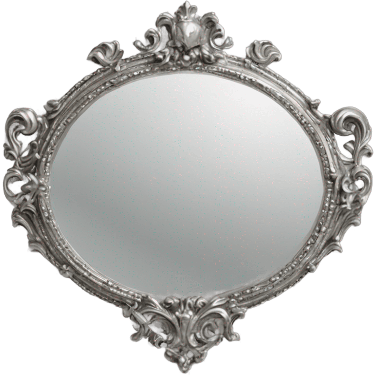 vintage rococo silver hand mirror emoji