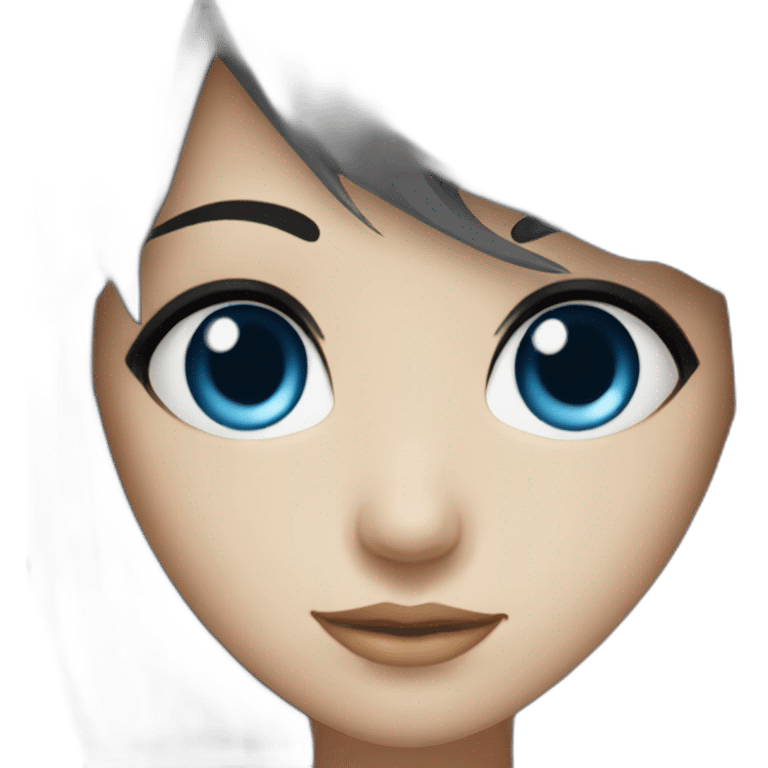 girl blue eyes with long black hair and a fringe emoji