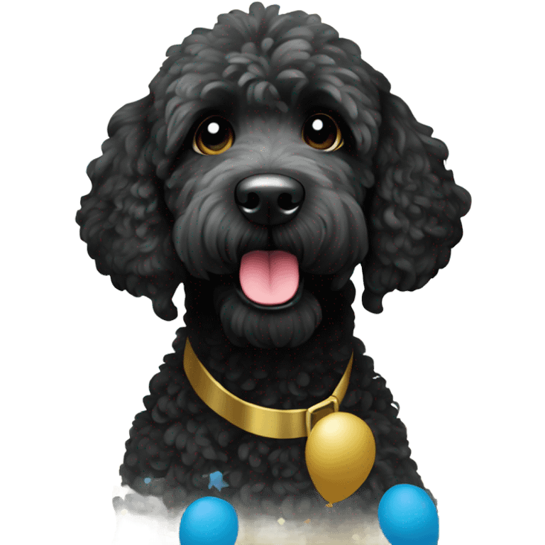 Black golden doodle New Year’s Eve party emoji