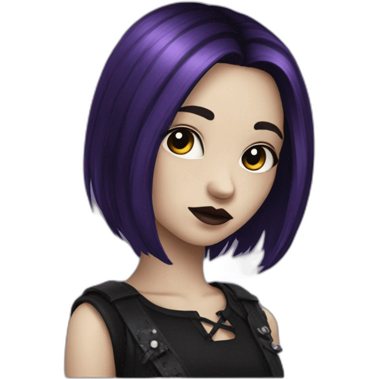 gothic girl long dark black and purple hair emoji