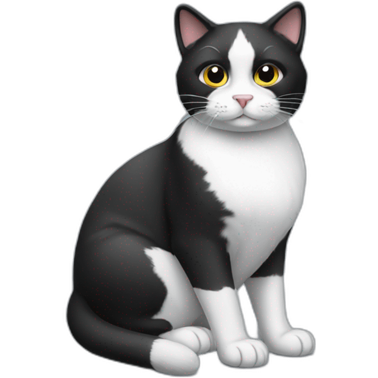 Sitting Black and white cat emoji