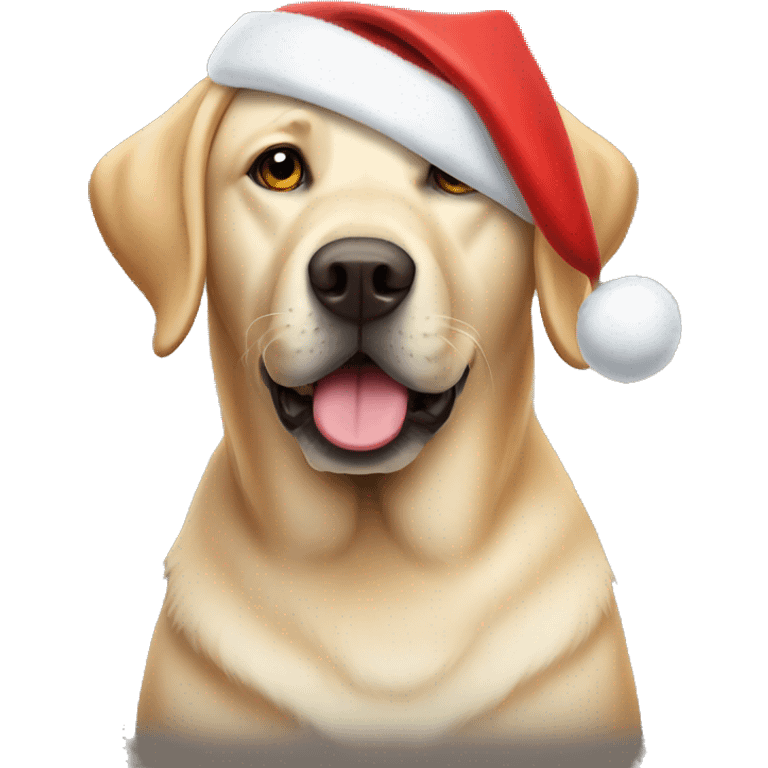 Labrador wearing a santa hat emoji