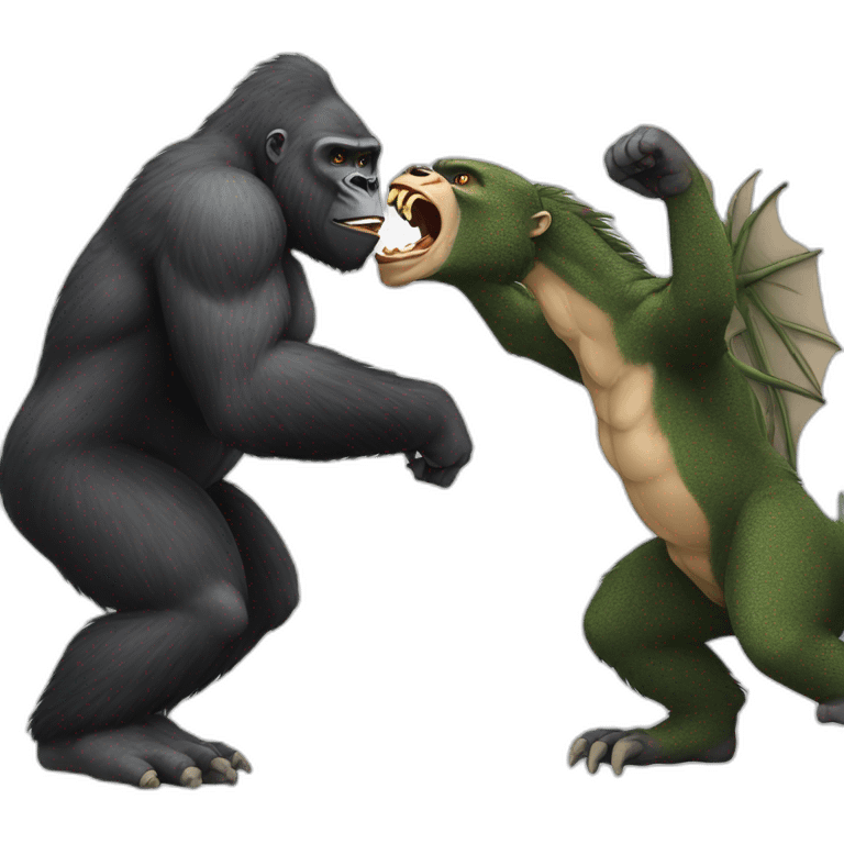 Gorilla fighting Dragon emoji