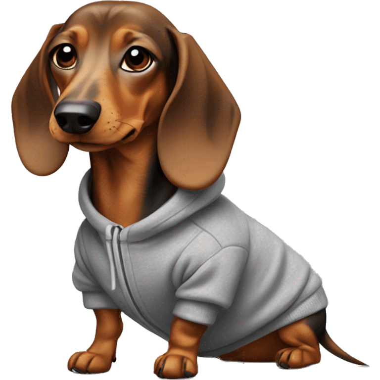 A dachshund dog in a sweatshirt emoji