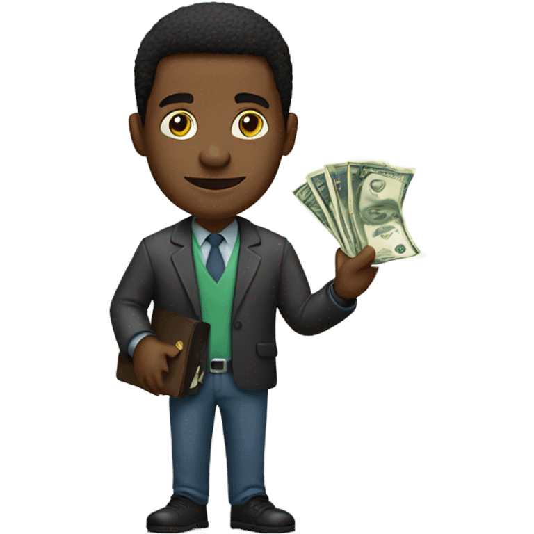 Black man holding money bills emoji