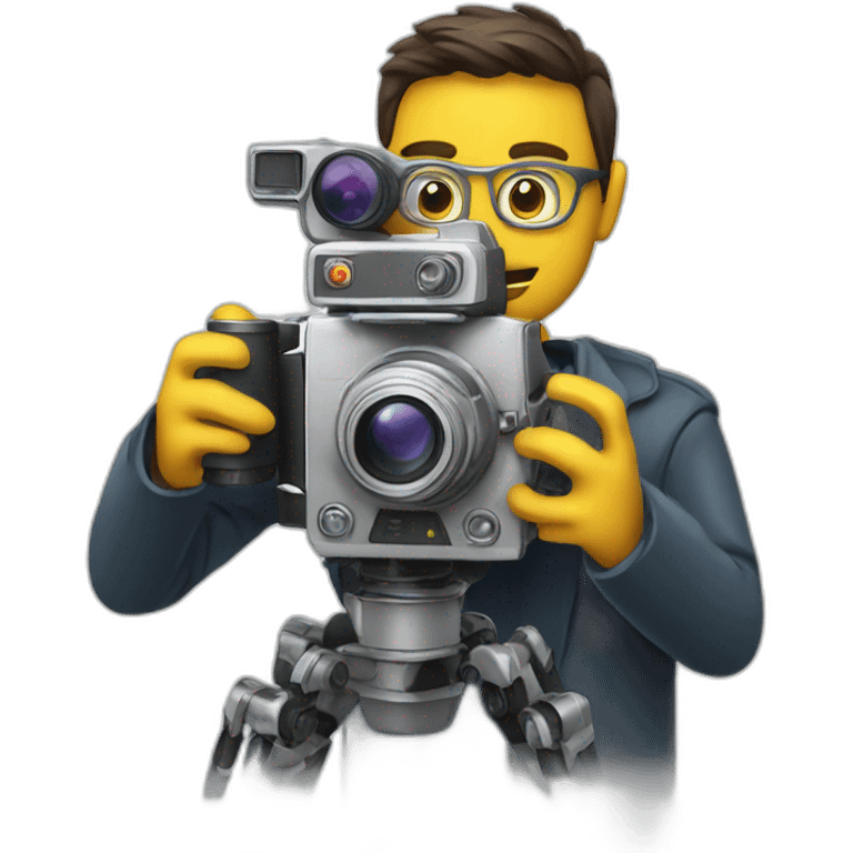 robot director holding a film camera emoji