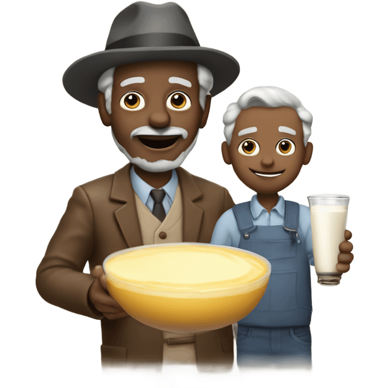 Jamal’s grandpa with custard and Jamal’s dad with milk emoji