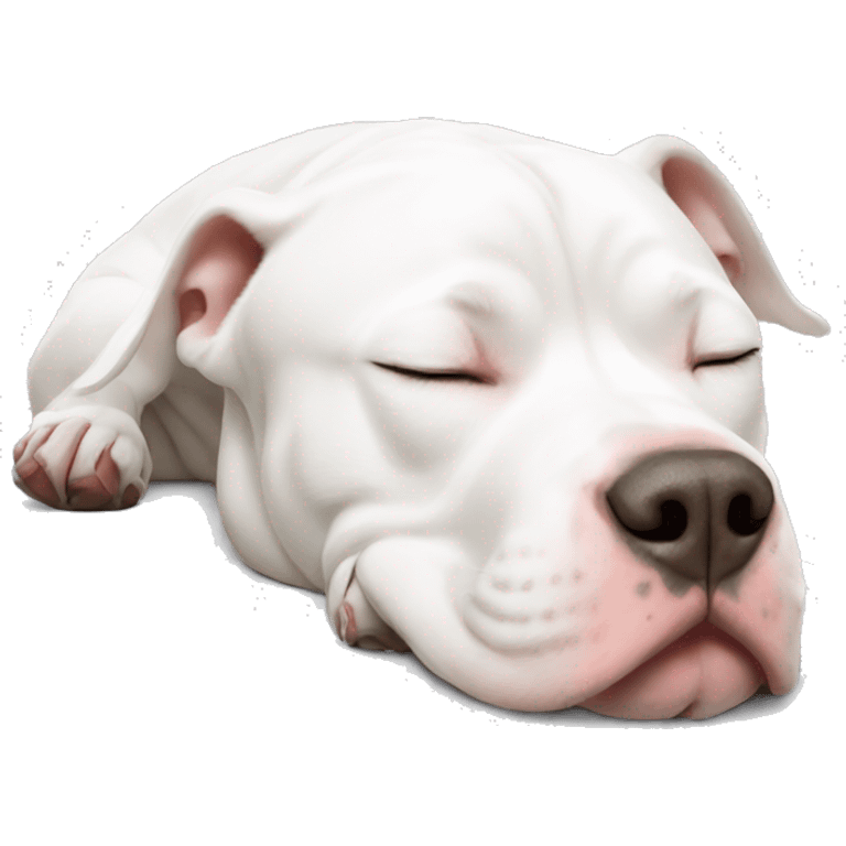 White pitbull sleeping  emoji