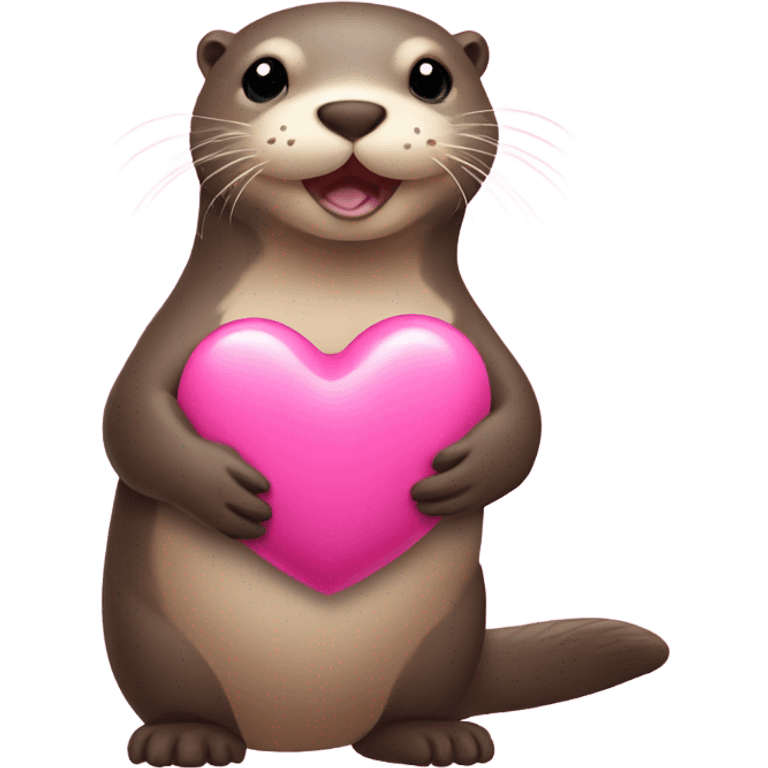 Otter with a pink heart emoji