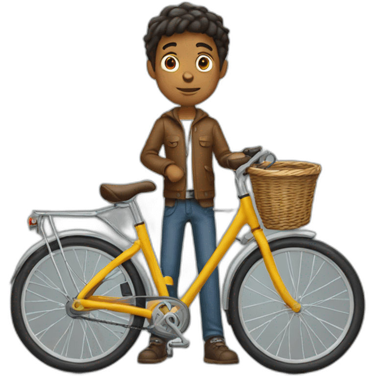 Boy with old bike emoji