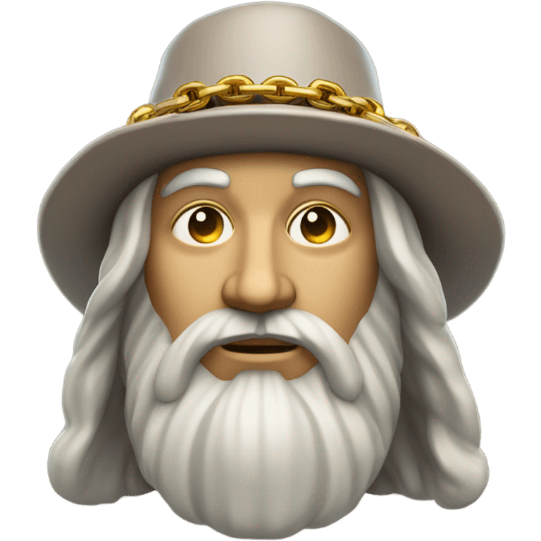 Leonardo da vinci with gold Bitcoin chain with hat emoji