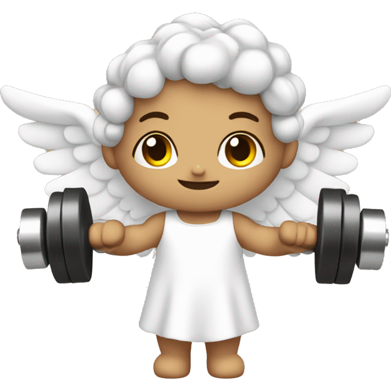 cute angel with dumbbells  emoji