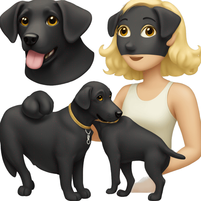 Black lab with blonde girl emoji