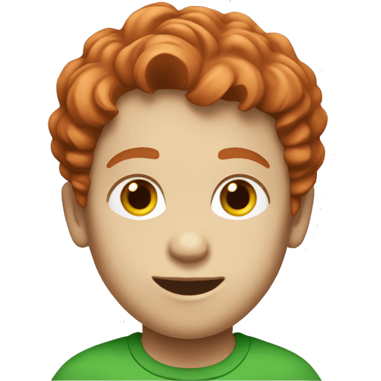 Boy with wavy red hair, white skin and green t-shirt emoji