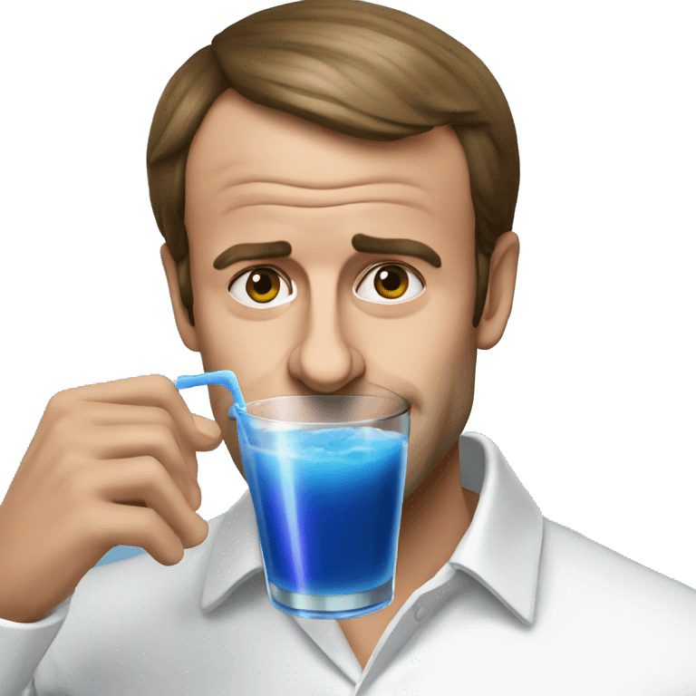 Emmanuel macron drinking blue juice emoji