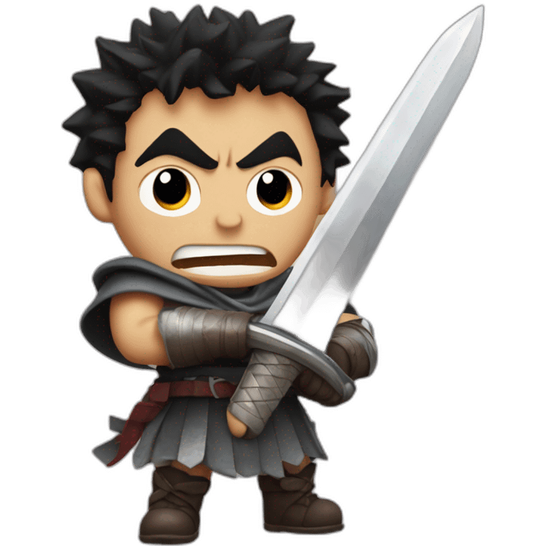 angry berserk guts carrying one huge sword emoji