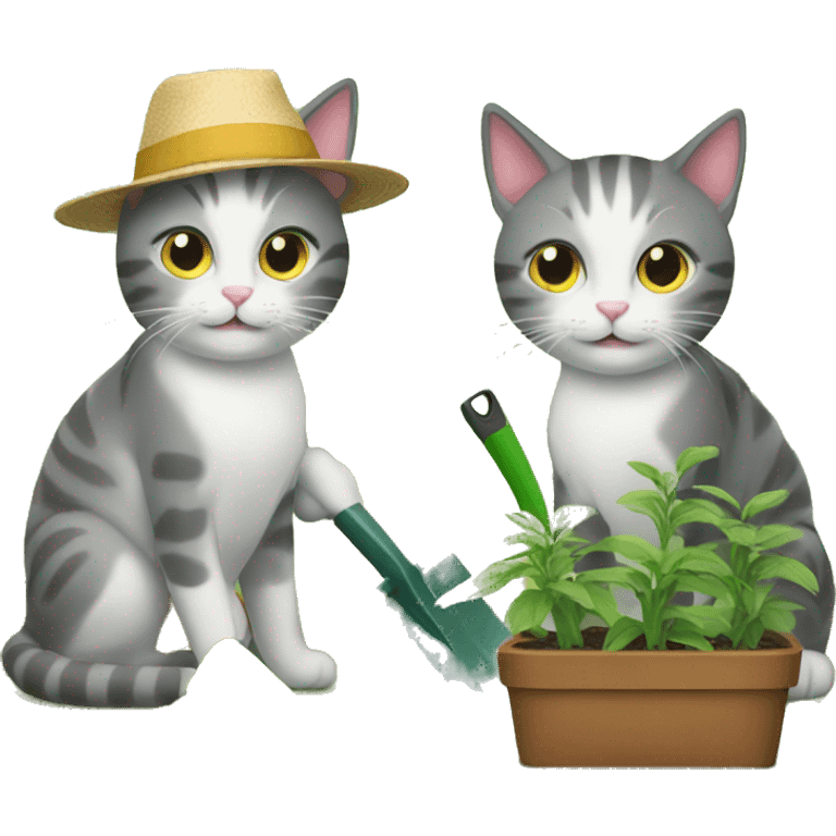 two cats gardening emoji