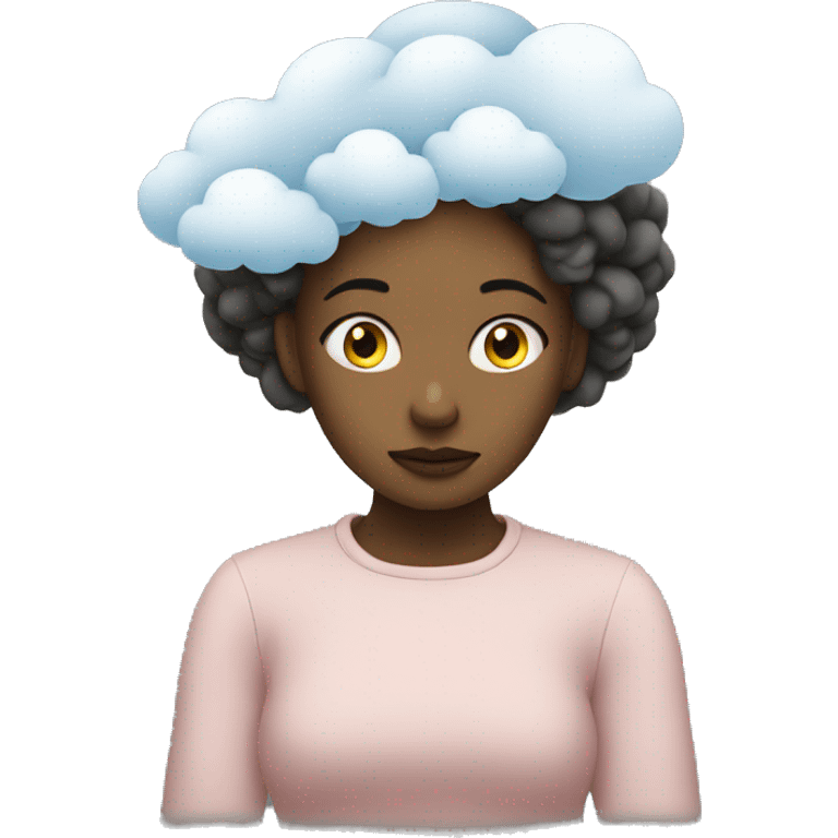 thinking girl with cloud of thoughts  emoji