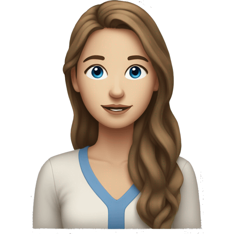 23 year old white woman with long brown hair and blue eyes cozy emoji