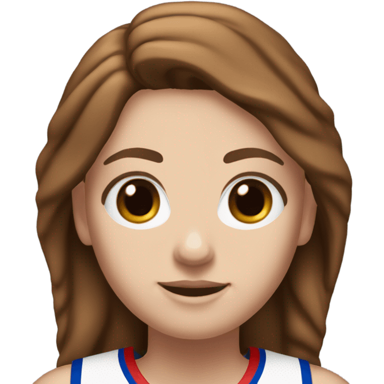 white girl with blue eyes and brown hair in a 76er jersey emoji