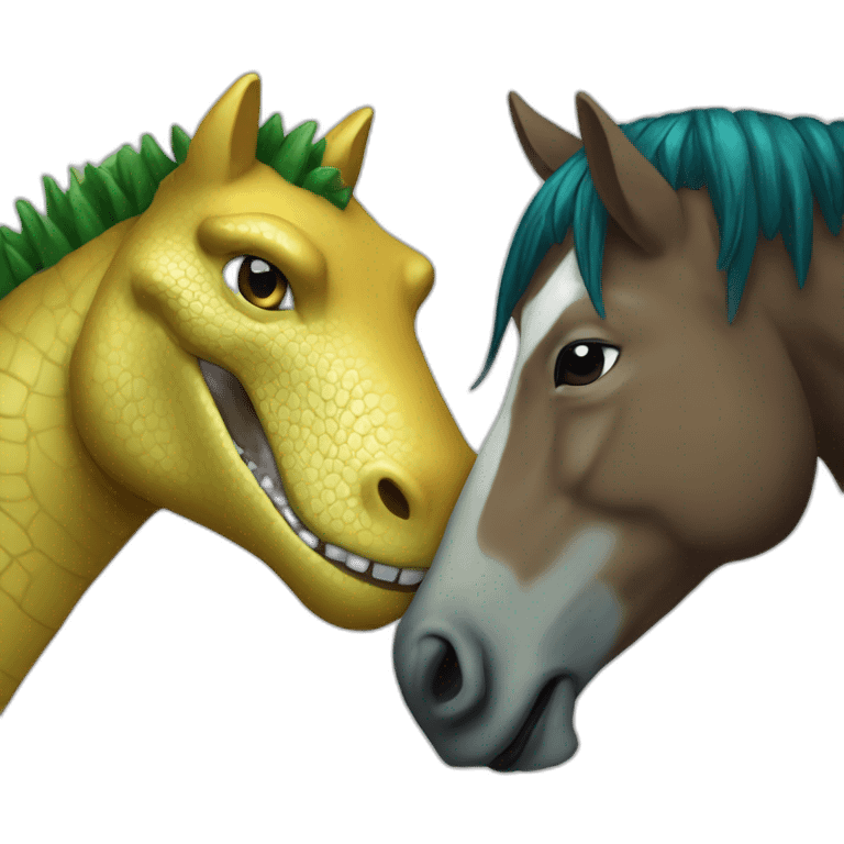 guy horse head hugging cocodrile guy emoji