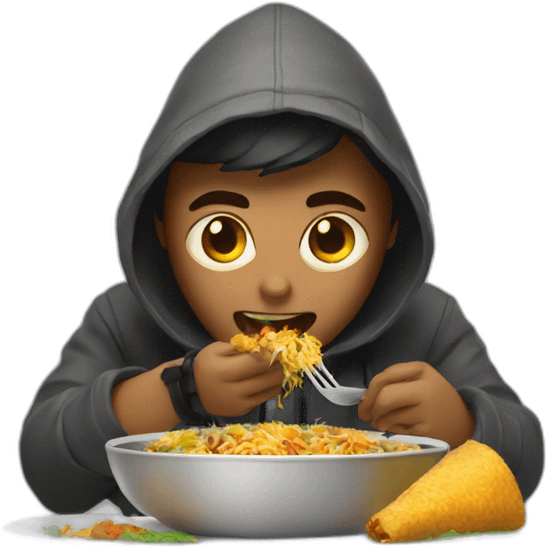 hacker eating biryani and coding emoji