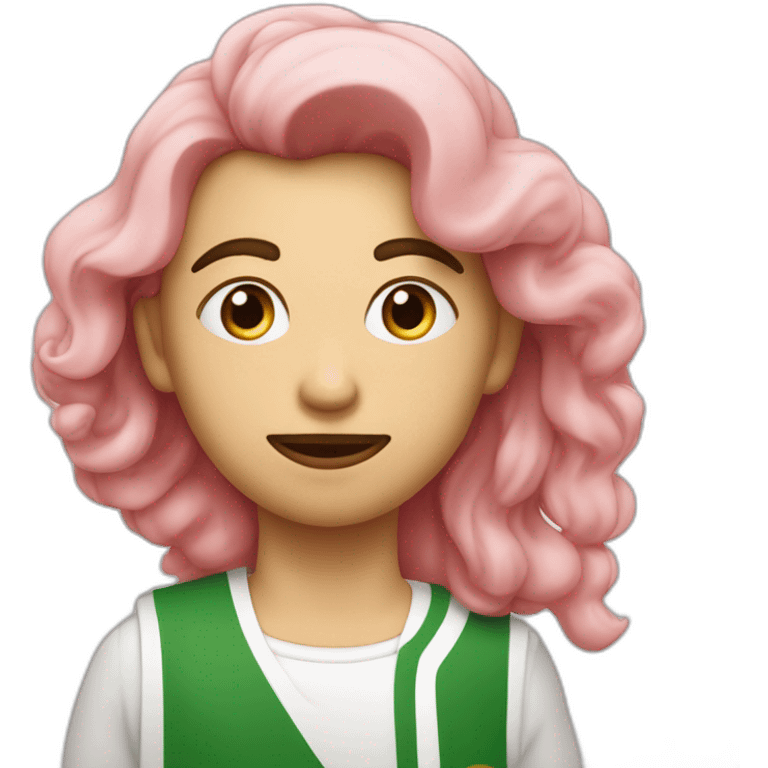 Un garcon avec un mayot de l'algerie rose qui fume une puff emoji