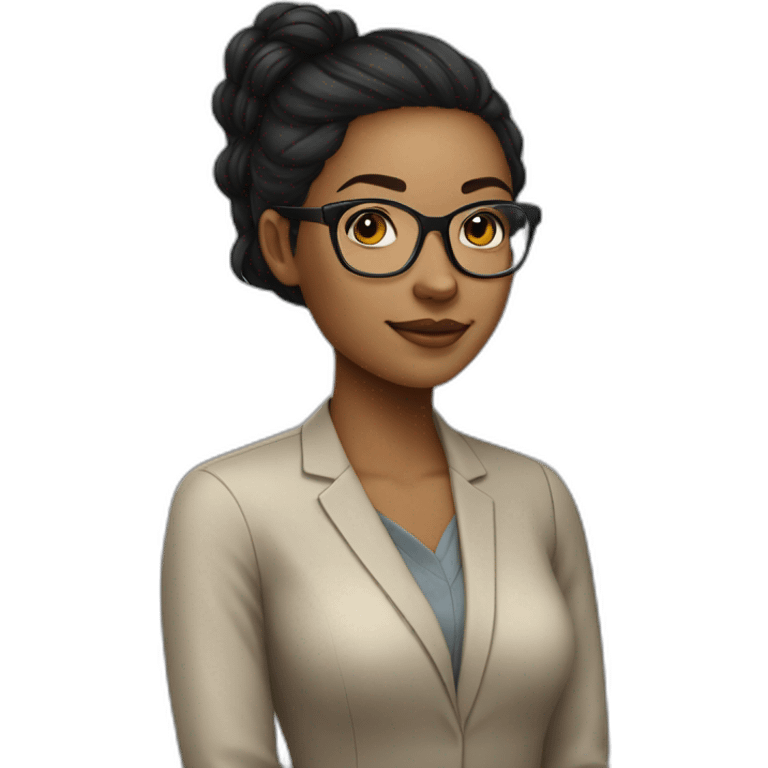 light skinned data analyst intern with glasses and black hairfemale emoji