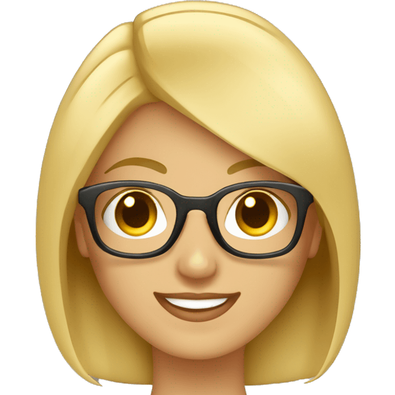 profesora rubia de pelo corto con gafas muy sonriente emoji