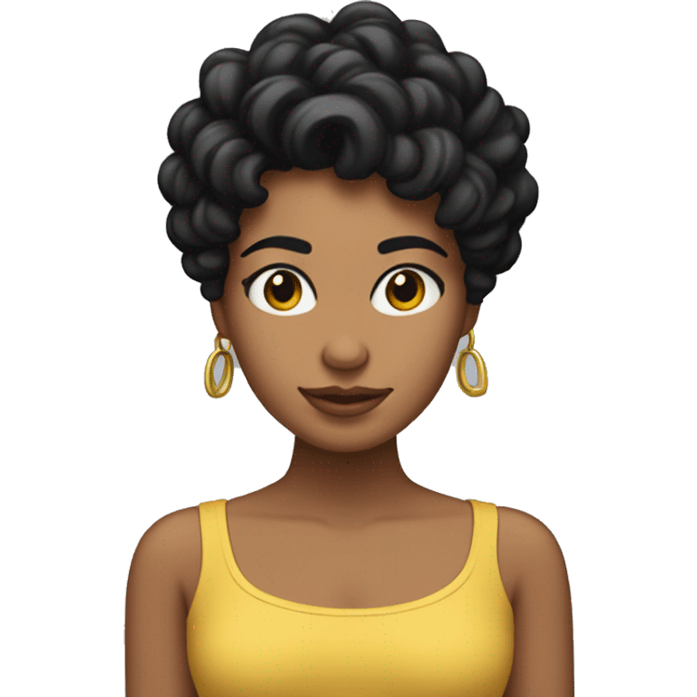 chica morena con pelo rizado negro emoji