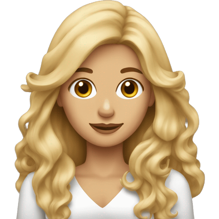 Long hair Blonde women holding a brown cockapoo emoji