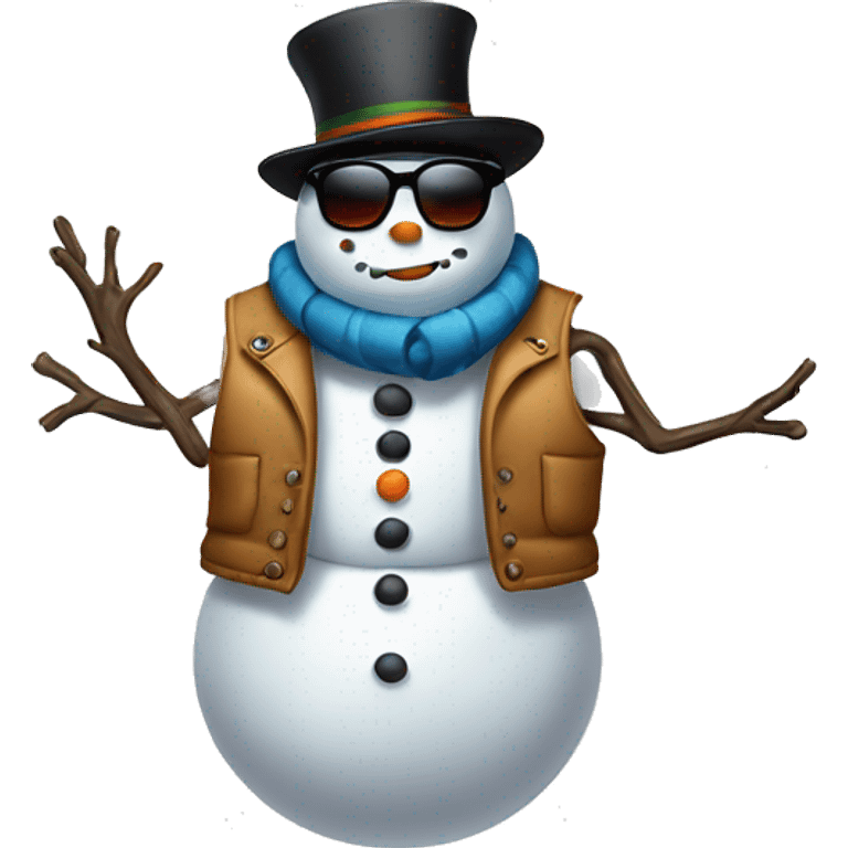 snowman  with sunglasses and vest. tatoos emoji