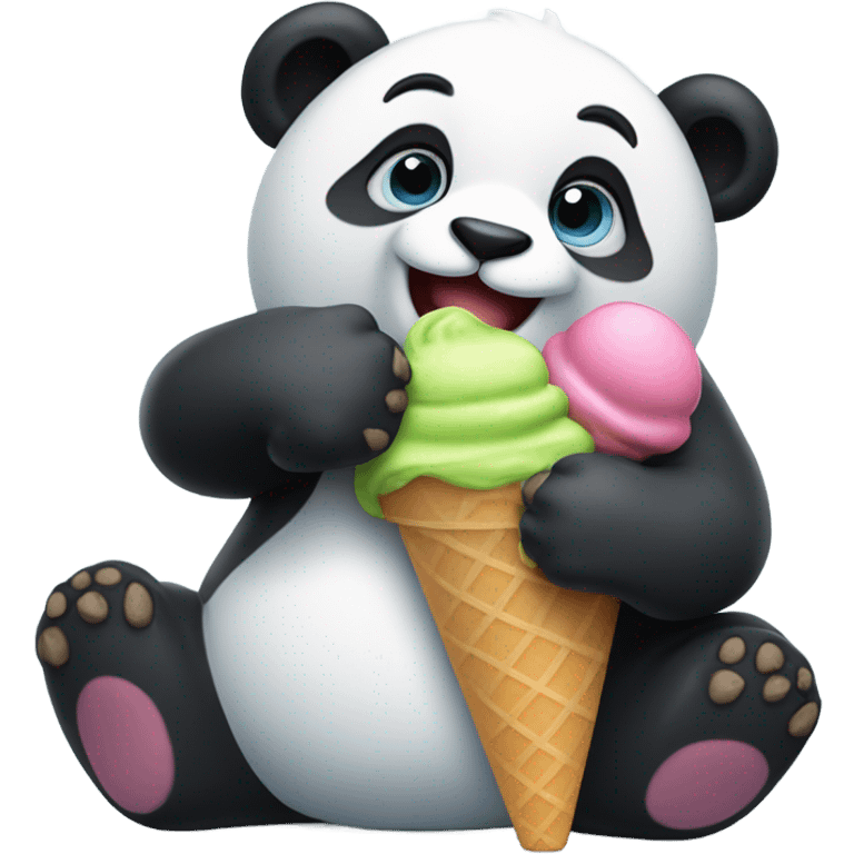 Panda eating ice cream emoji