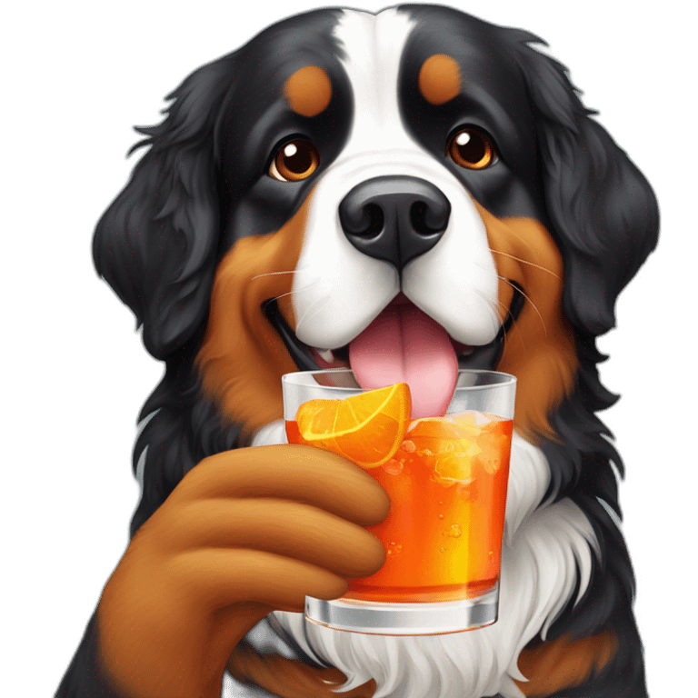 bernese dog drinking APEROL emoji