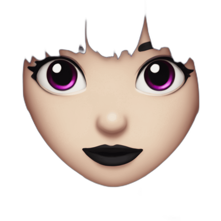 Elissabat-with-bangs-long-hair-purple-and-black-vampire-with-fangs-goth-makeup emoji