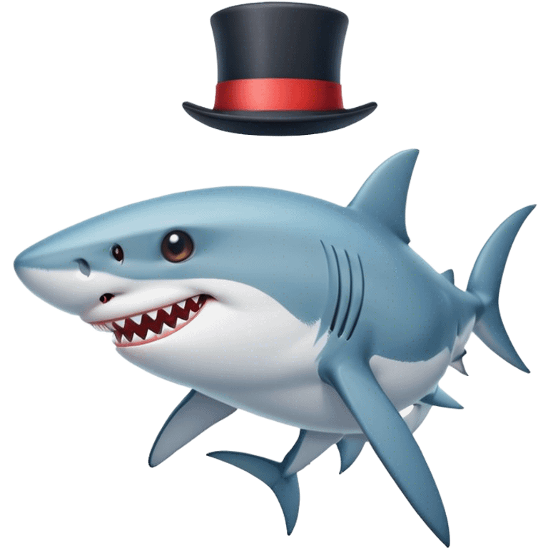 Shark with a top hat emoji