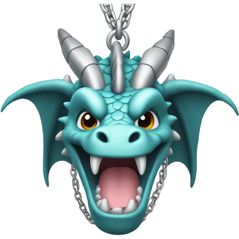 Dragon wearing a silver chain emoji