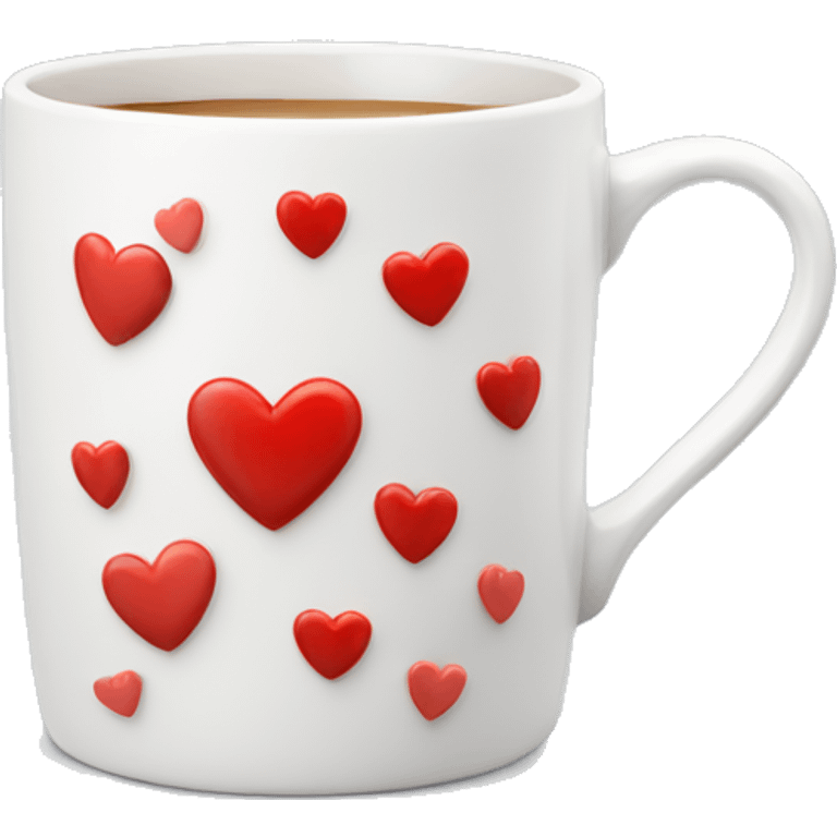 White mug with tiny red hearts on it emoji