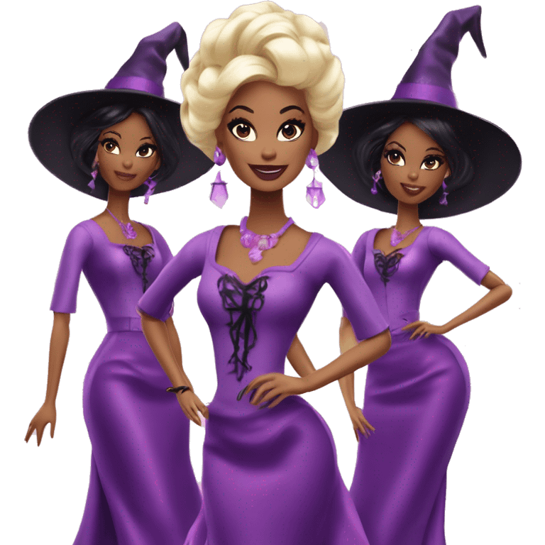 three silkstone Barbie witches enchanted TV series emoji